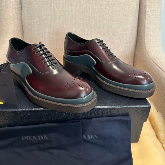 Prada brushed leather lace-up loafer size 7, EU 39,5-40 - Picture 5 of 13